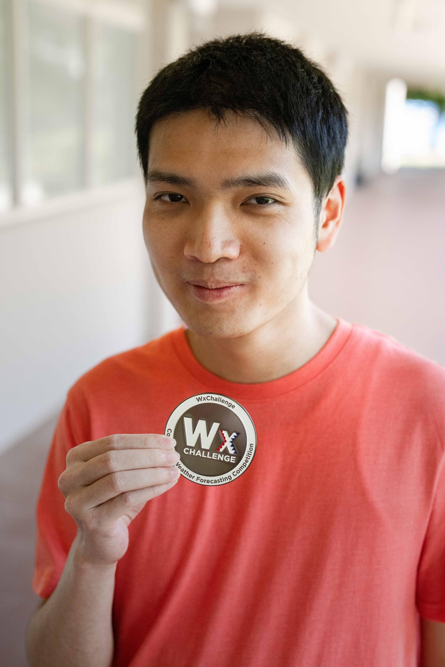 Allan Lee, a graduate student in atmospheric science, earned a 1st place medal during the Wx Challenge. Photo by: Jael Mackendorf, UC Davis.